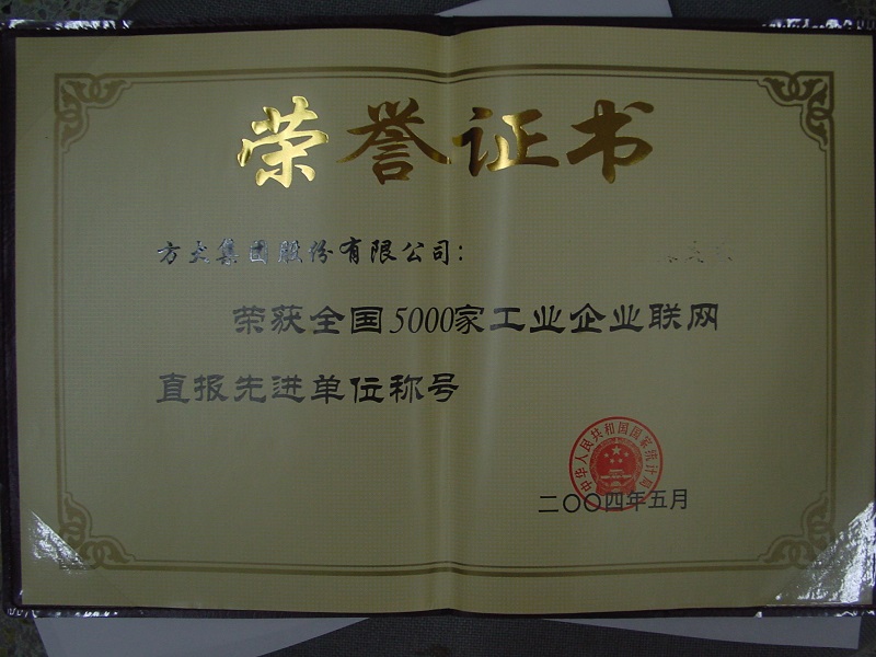 2004  全国5000家工业企业联网直报先进单位